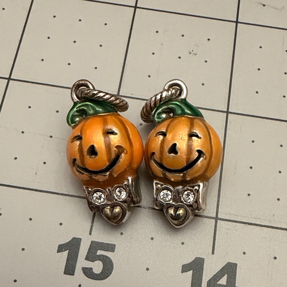 Brighton Pumpkin Charm Bracelet with Orange and Green Accents